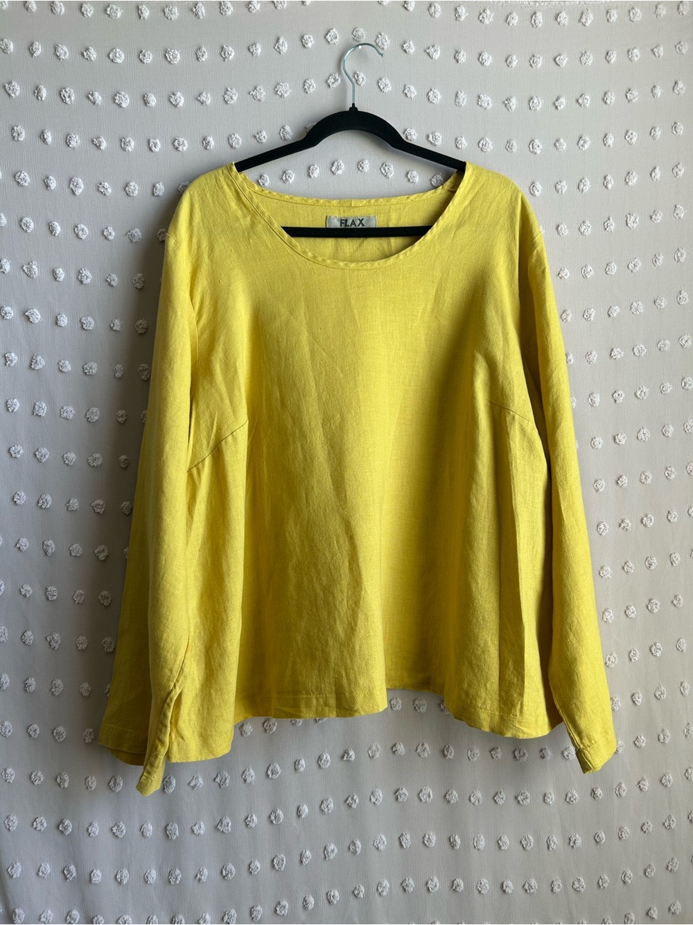 Flax Women’s 100% Linen Crewneck Long Sleeve Sz 1X Yellow